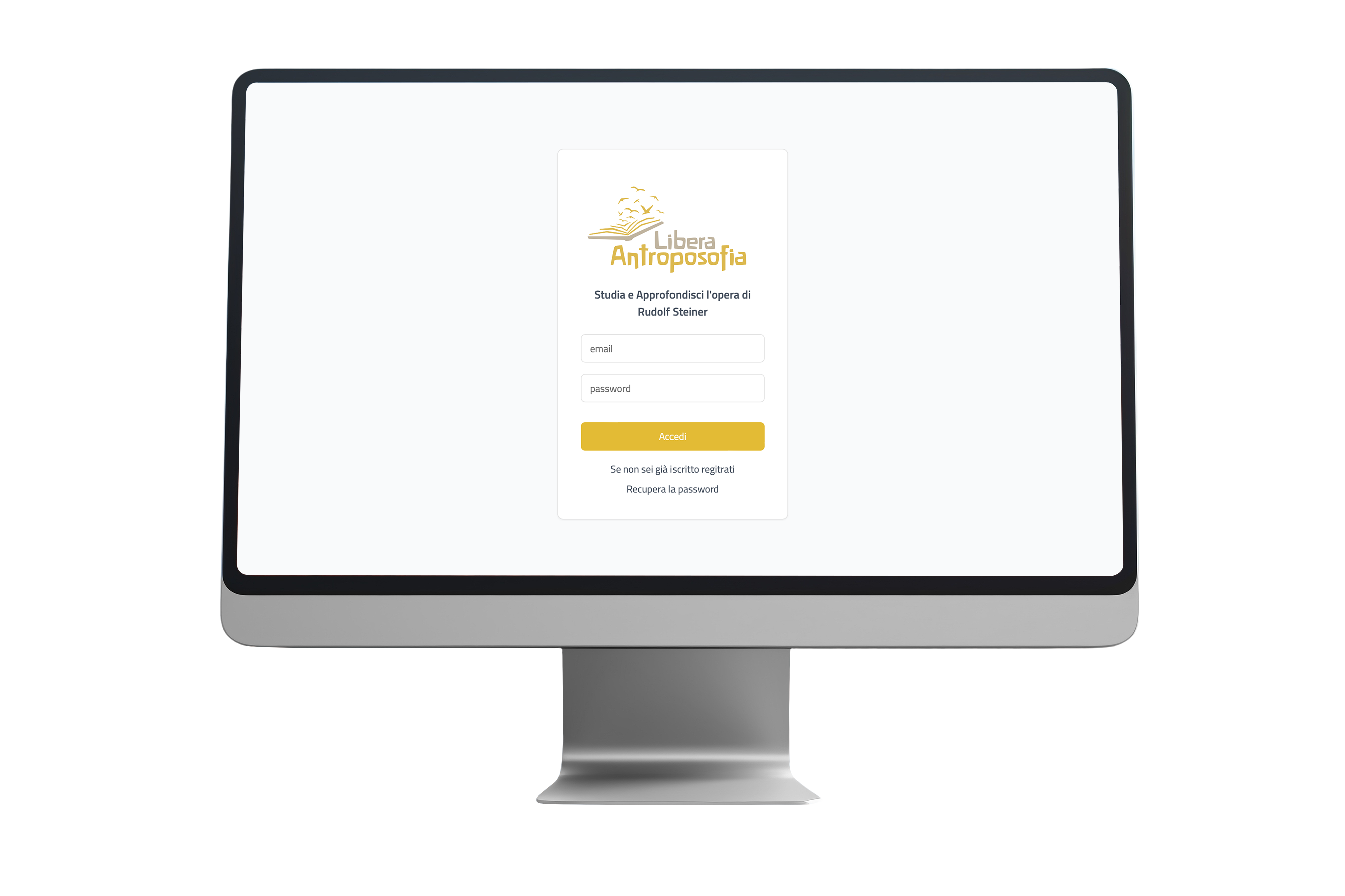 Schermata di iscrizione al portale Libera Antroposofia